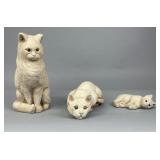 3 English Concrete Garden Cat Figures