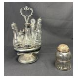 Victorian Silverplated Cruet Set & Sugar Shaker