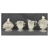 Pressed & Etched Glass Breakfast Set with Chicks