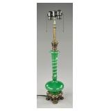 20s Steuben Green Jade & Alabaster Art Glass Lamp