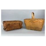 Woven Basket Pair: Fixed Handle & Swing Handle
