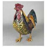 Folk Art Painted Metal Rooster Figure