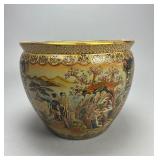 Royal Satsuma Ceramic Jardiniere Figures Landscape