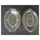 2 EAPG Clear Pressed Glass Relish Dish and Bowl