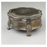 Silverplated Footed Jewelry Casket Armorial Crest