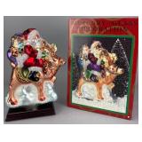 Mercury Glass Santa on Reindeer Figure