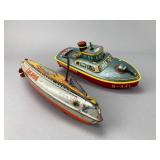Tin Toy Boats with Litho Designs