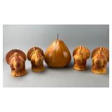 Set of Turkey Figures with Gourd Centerpiece