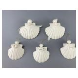White Ceramic Angel Ornaments, Set of 5