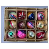 Vintage Glass Christmas Ornaments in Box