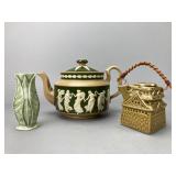 Copeland Green and Beige Teapot