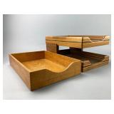 Wooden Desk Organizer with Trays