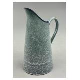 Enameled Gray Speckled Graniteware Pitcher 10' (H)