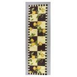 Hooked Checkerboard Runner with Flowers 7'9'x 2'4'