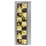 Hooked Checkerboard Runner with Flowers 7'11'x2'3'