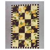 Hooked Checkerboard Rug with Flowers 5'4' x 3'6'