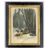 19th C. Bobbett & Hooper Woodblock Print 'Winter'