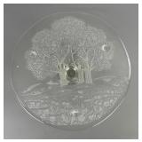 Art Glass Pedestal Cake Platter, 13' Diameter