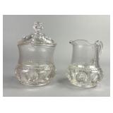 King's Crown Thumbprint Glass Sugar & Creamer Set