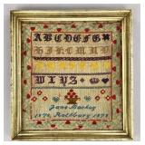 Framed Sampler 'Jane Mackey 1878 Rothbury 1878'