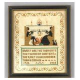 Framed 1933 Cross Stitch Piece 'A Mind Content'