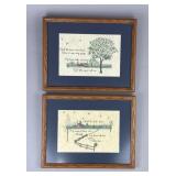 Framed 'Mother' and 'Father' Cross Stitch Pieces