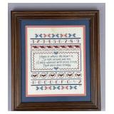 Framed Cross Stitch Sampler 'Home is Where...'