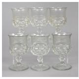 6 King's Crown Thumbprint Wine Goblets 4-3/4'