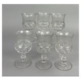 6 King's Crown Thumbprint Wine Goblets 5-3/4'