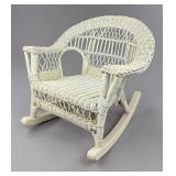 White Wicker Children's Rocking Chair