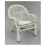 Miniature White Wicker Children's Armchair