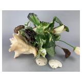 Artificial Floral Arrangement in Conch Shell, 18'
