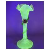 Vaseline Art Glass Vase 10'