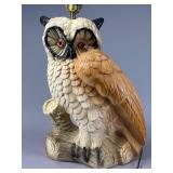 Chalkware Large Owl-Shaped Table Lamp 30'
