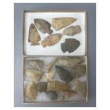 Collection of 19 Stone Arrowheads, about 2' long