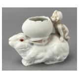 Heubach Rabbit Egg Candy Container, 4.5'