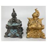 Pair of Knight-Themed Inkwells, 2 Inches Each, 2'