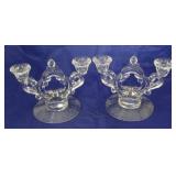 Pair Cambridge etched Candlelight candlesticks