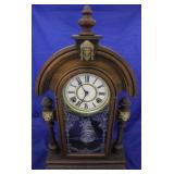 Vintage Athena & lion head adorned clock