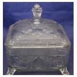 Vintage pressed glass covered honey dish