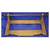 Eastlake oak towel rack