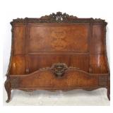 French carved & inlaid full size bed