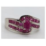 African Ruby Sterling Silver Ring, sz 6.5