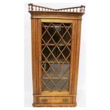 Carved Oak Corner Cabinet w/ Spindle Gallery