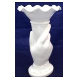 Milk glass hand vase