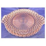Pink Waffle Depression Glass platter