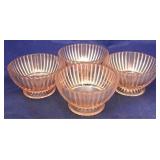 4 Pink Depression glass bowls