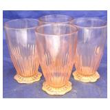 4 Pink Depression Glass tumblers