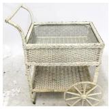 Wicker cart with glass top