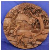 Wooden carved Oriental wall plaque
